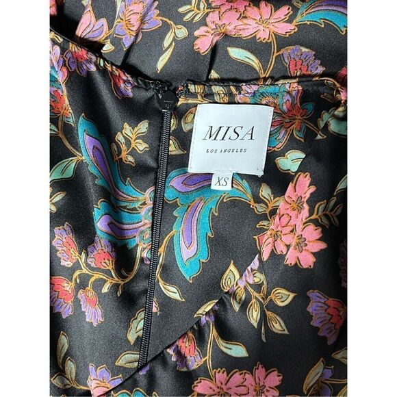 MISA Los Angeles Short Sleeve Silky Floral Mini Dress Size XS - Picture 5 of 5